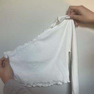 One shoulder cropped white shirt!